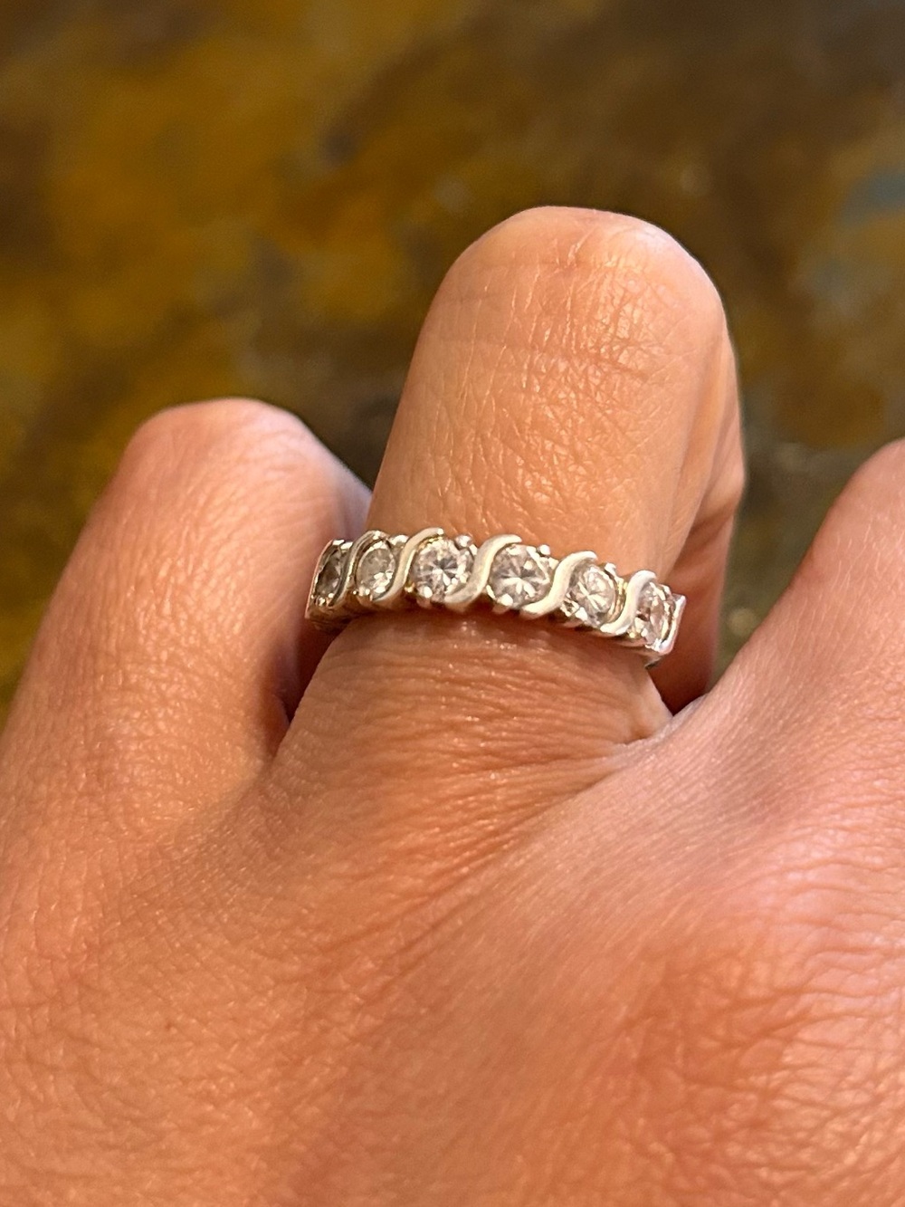 Vintage 925 Sterling Silver Cubic Zirconia Eternity Band - Size 7